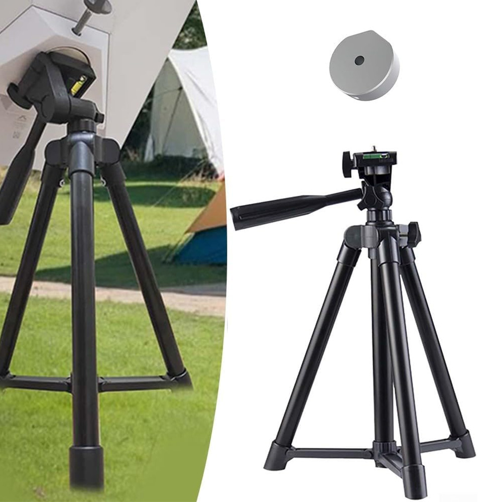 Starlink Mini Tripod set up outdoors on uneven terrain, providing stable satellite internet connection for travelers and remote workers.