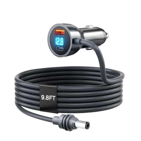 Car Cigarette Lighter DC Power Cable with Digital Voltage Display for Starlink Mini